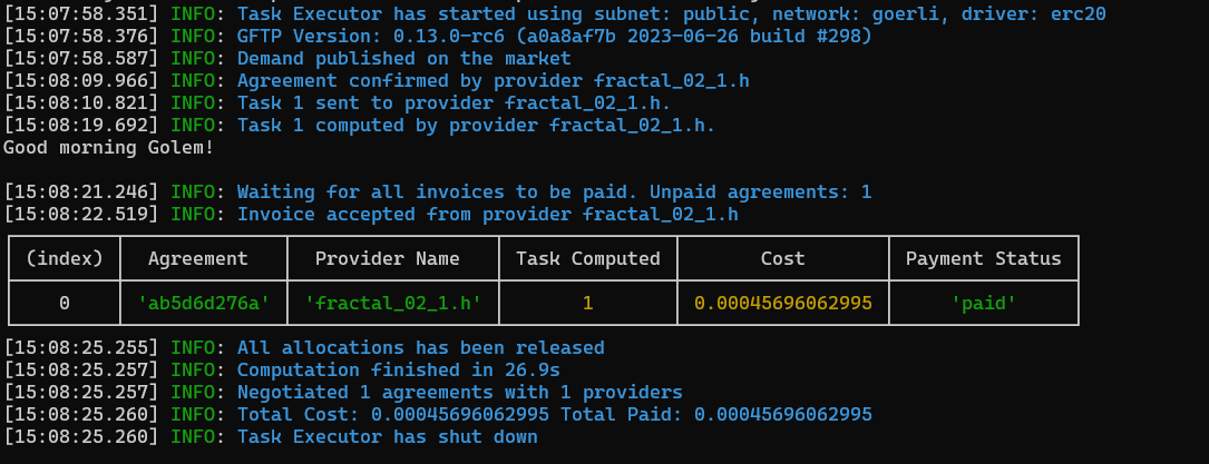 Commands batch end output logs